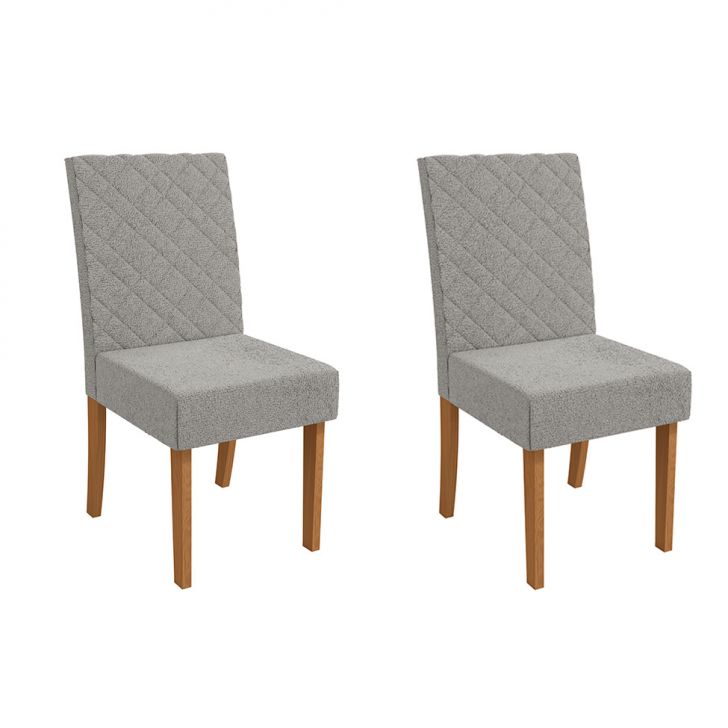 Conjunto Com 2 Cadeiras Verbena Bouclé Cinza E Canela