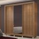 Guarda Roupa Casal Madesa Lyon Plus 3 Portas de Correr com Espelho 4 Gavetas com Pés - Rustic