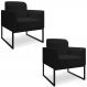 Kit 2 Poltronas Decorativas Base Industrial Preta Maressa A79 Linho Preto - Ibiza