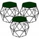 Kit 03 Puffs Decorativo Aramado Preto Six L02 Suede Verde Musgo - Lyam Decor