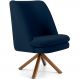 Poltrona Decorativa Base Giratória de Madeira Pérsia D02 Veludo Azul Oxford B-304 - Lyam Decor