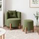 Kit Poltrona e Puff Luna Decorativa Curvo Orgânico Boucle Verde - Montanaris Decor
