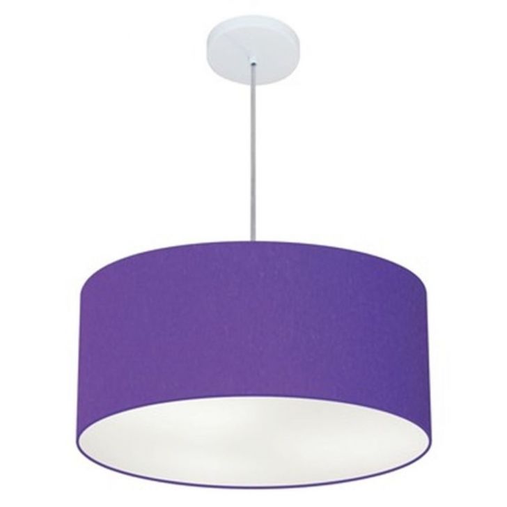 Pendente Cilíndrico Md-4100 Cúpula em Tecido 50x25cm Roxo - Bivolt