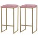 Kit 2 Banqueta Decorativa Billie Base Gold Suede Rosa G41 - Gran Belo