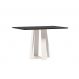 Mesa de Jantar Retangular com Tampo de Vidro Rubi Preto e Off White 120 cm
