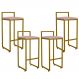 Kit 04 Banquetas Altas Para Cozinha Sala De Jantar Hanna L02 Dourado Suede Rosê - Lyam Decor