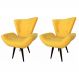 Kit 02 Poltronas Decorativa Emília Pés Tabaco Suede Amarelo - DS Móveis