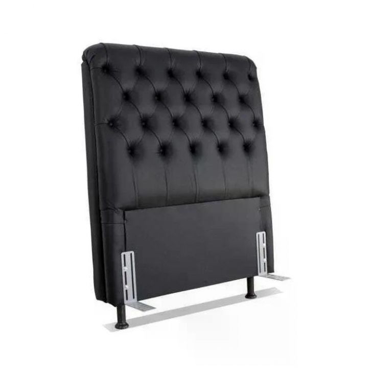 Cabeceira de Cama Box Solteiro 88cm Pádua Couro Preto