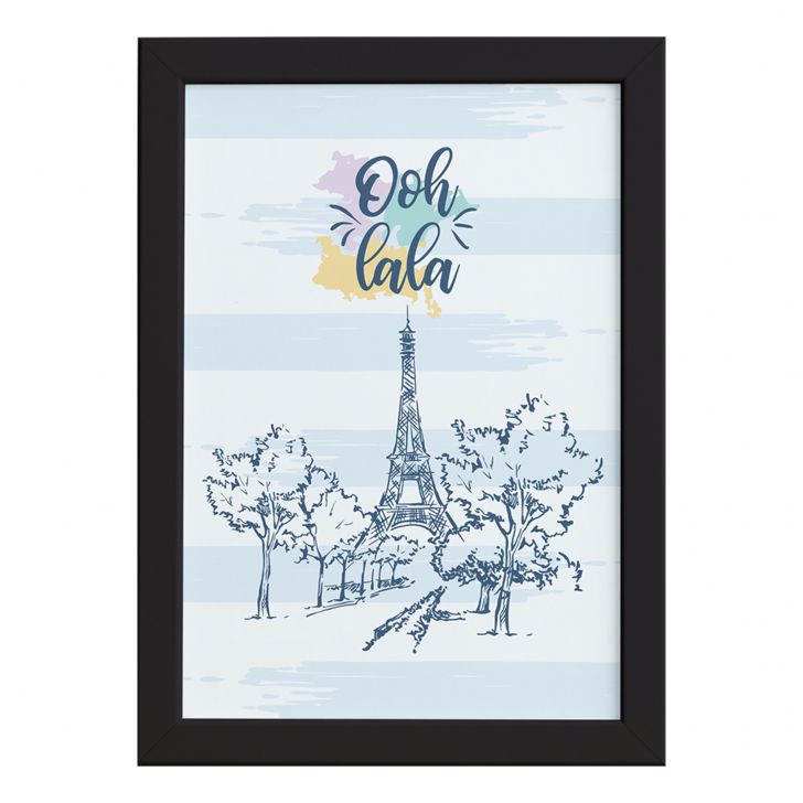 Quadro Paris França Oolala Moldura Preta 22x32cm