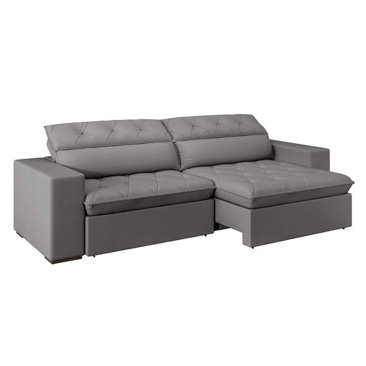 Image of Sofá 3 Lugares Retrátil E Reclinável Com Usb Jazz Molas Suede Chumbo 230 Cm PLA-MO895UP72VBJMOB