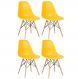 Kit 4 cadeiras Charles Eames Eiffel DSW com pés de madeira clara Amarelo