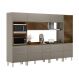 Armário de Cozinha Compacta com 2 Vidros Reflecta Proença 8 Portas 8 Gavetas Nude e Nogueira