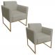 Kit 2 Poltronas Decorativas Base Industrial Dourada Maressa S12 Suede Marrom Rato - Ibiza