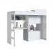 Cama Alta Multifuncional com baú e Estação de Trabalho 80 Lion Branco - Art In Móveis