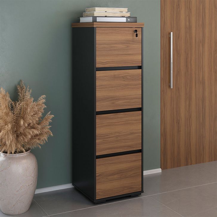 Armário Arquivo Lane 4 GV Nogal e Preto