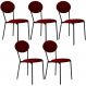 Kit 05 Cadeiras Estofada Para Sala de Jantar Azuri Preto C01 Veludo Vermelho Vinho - Lyam Decor
