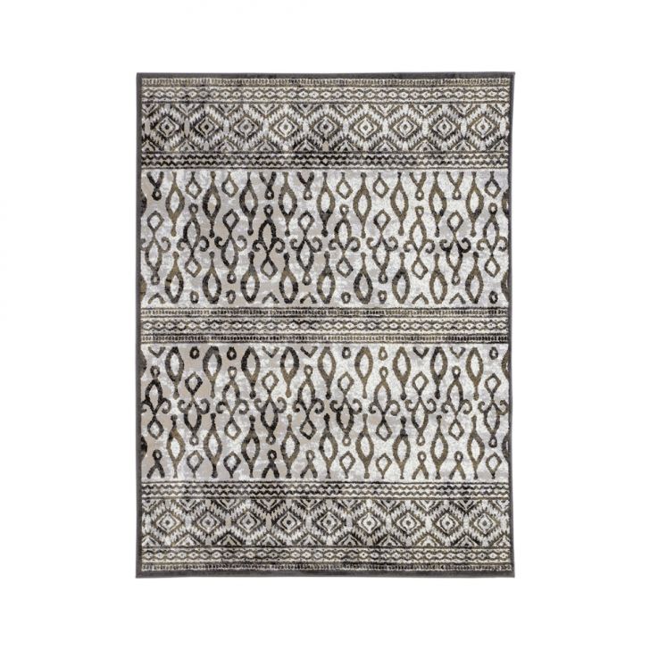 Tapete Santorini Desenhos Retangular Veludo (150x200) Cinza