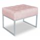 Puff Lisa Suede Rosa Bebê Base Metálica Industrial Prata - Pallazio
