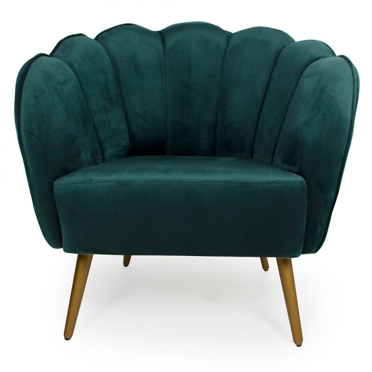 Poltrona Ariel Suede Esmeralda E Dourada