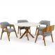 Mesa De Jantar Redonda Cora 120cm Off White M04 com 04 Cadeiras Living Suran Bouclê Cinza - Lyam