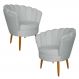 Kit 2 Poltronas Decorativa Sala de Estar Pétala Veludo Cinza - Montanaris Decor
