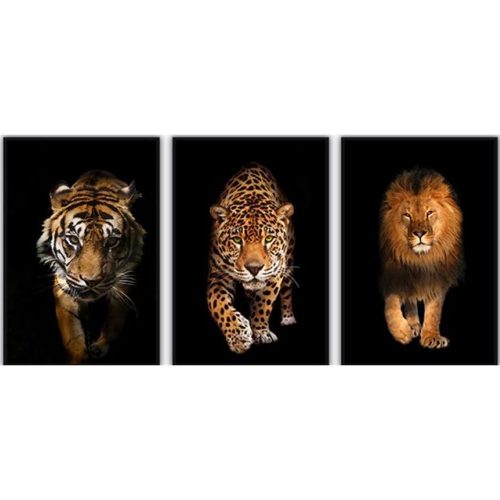 Kit com 3 Quadros Decorativos 70x50 cm Abstrato Marmoreado com Moldura Caixa Preta, na posição Vertical ideal para ambiente de Sala, Quarto e Hall.