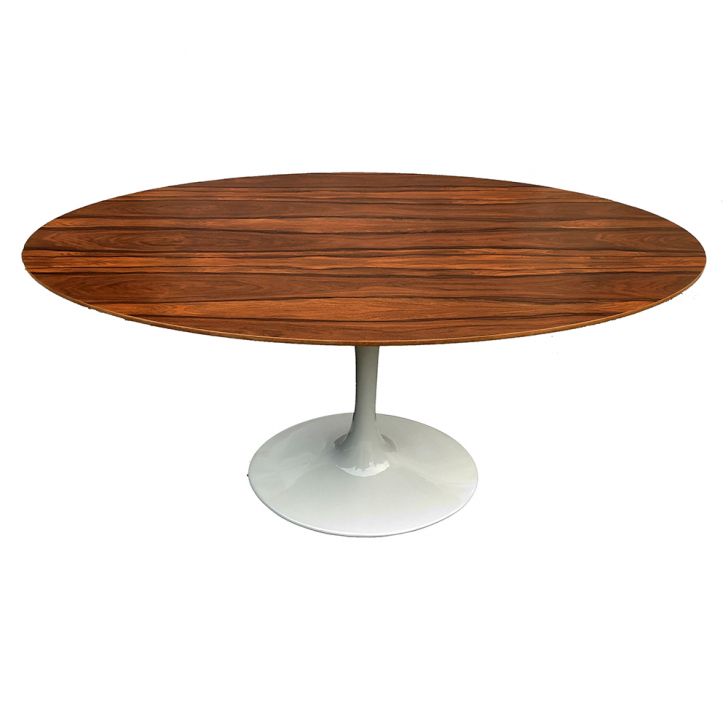 Mesa Saarinen Oval Pau Ferro 198x122cm - Base Branca