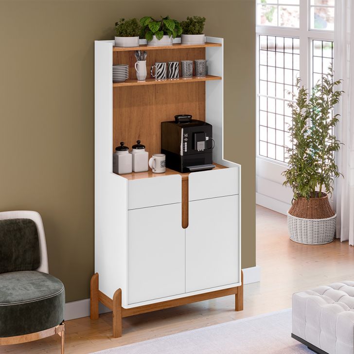 Buffet Cantinho do Café Lizz 2 PT 2 GV Branco e Cedro