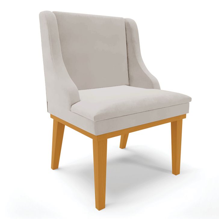 Cadeira de Jantar Liz Veludo Cinza Base Fixa Madeira Castanho - D'Rossi