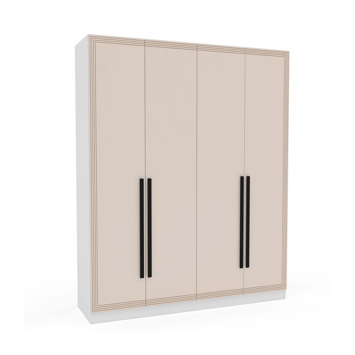 Guarda-roupa Casal Valência 4 Portas 4 Gavetas Branco E Creme