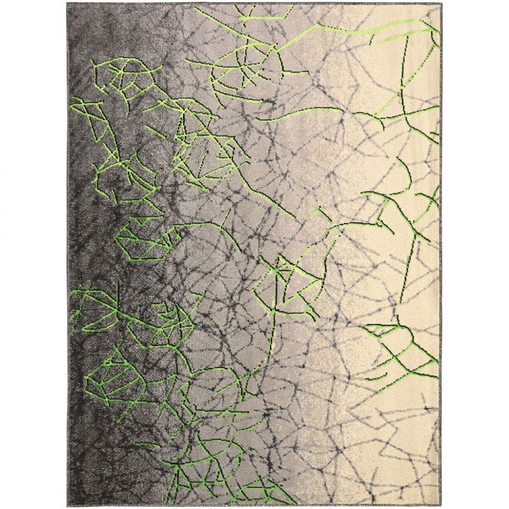 Tapete New Look Arabesco Retangular Veludo (150x200) Cinza E Verde