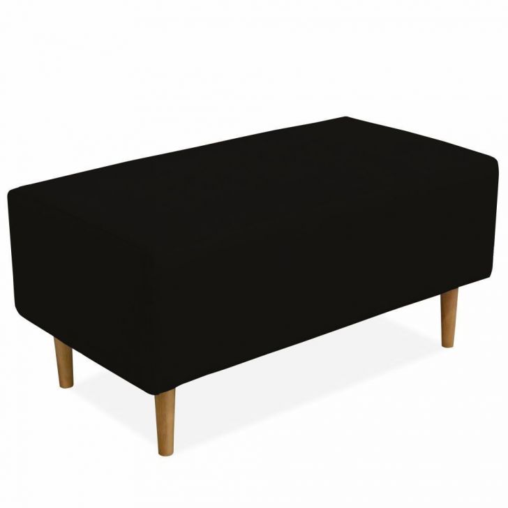 Puff Decorativo Sala de Estar Cléo W01 Pés Palito 90 cm Suede Preto - Lyam Decor