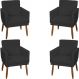 Kit 4 Poltronas Para Sala Decorativas E Confortáveis Beatriz Com Base Suede Preto Pé Castanho - Clique E Decore