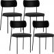 Kit 04 Cadeiras Para Sala De Jantar Melina L02 Couríssimo Preto Linho Chumbo - Lyam Decor