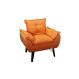 Poltrona/Cadeira Decorativa Glamour Com Pés Quadrado Laranja Linho