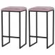 Kit 2 Banqueta Decorativa Billie Base Preta Veludo Rosê G41 - Gran Belo