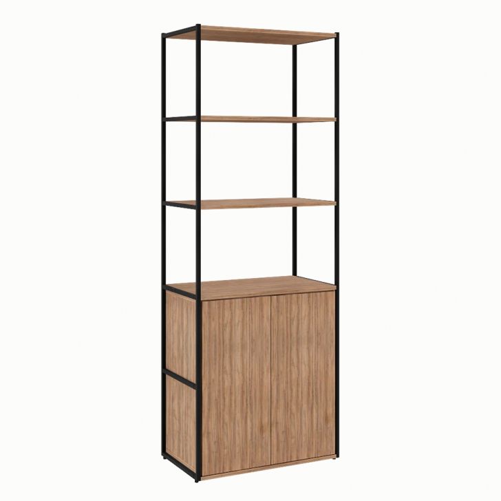 Armário de Escritório Shelf 2 PT Ameixa e Preto 173 cm