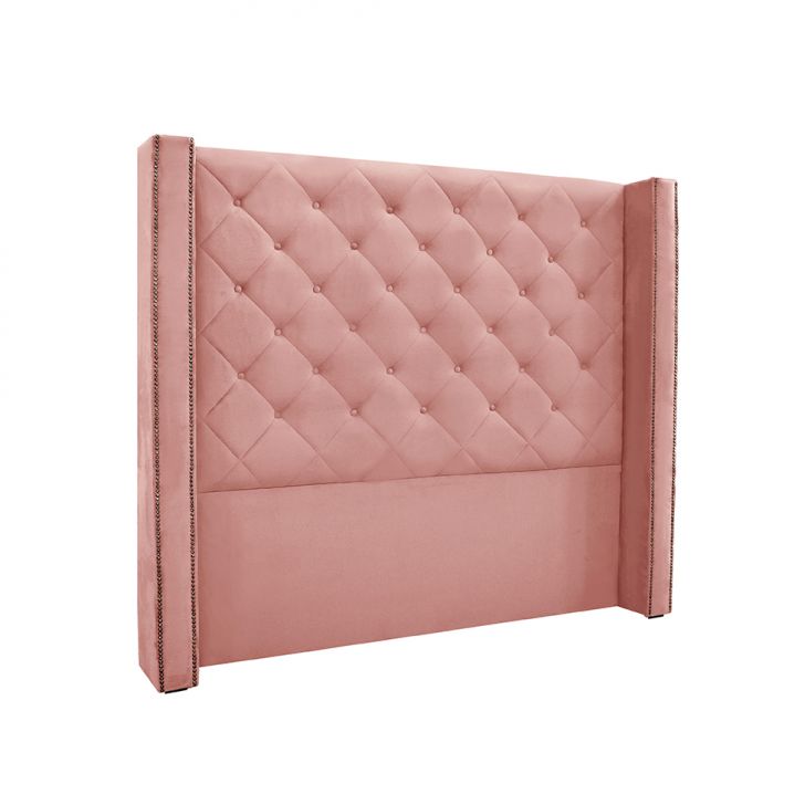 Cabeceira Casal Vicenza Veludo Rosa