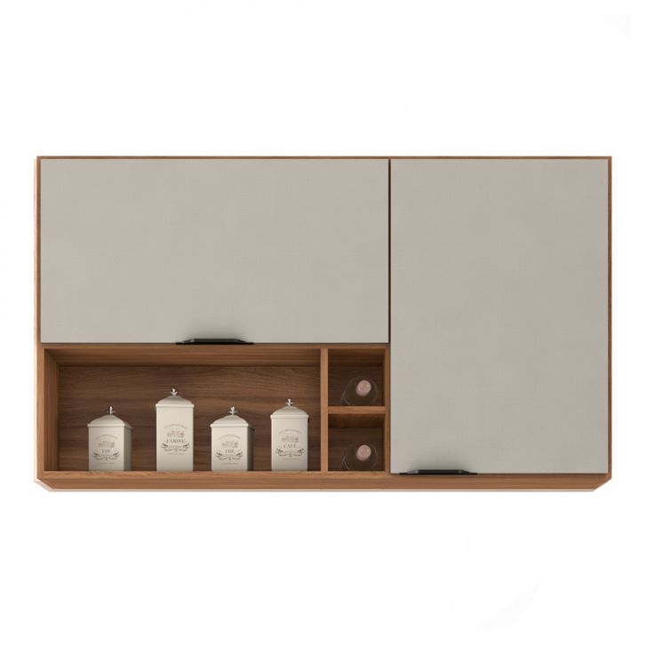 Armário Aéreo Firenze 2 Portas Amêndola e Nude 120 cm