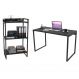 Conjunto Escritório Estilo Industrial Mesa 135cm e Estante 60cm 3 Prateleiras Prisma C08 Preto Onix - Mpozenato