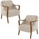 Kit 2 Poltronas Decorativas Braços em Madeira Hand Linho Bege G45 - Gran Belo