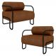 Poltrona Decorativa para Sala Industrial Kit 2 Kira Z08 Sintético Marrom - Mpozenato