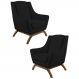 Kit 2 Poltronas Decorativas Base Manu Madeira Juliet B-300 Veludo Preto - Domi