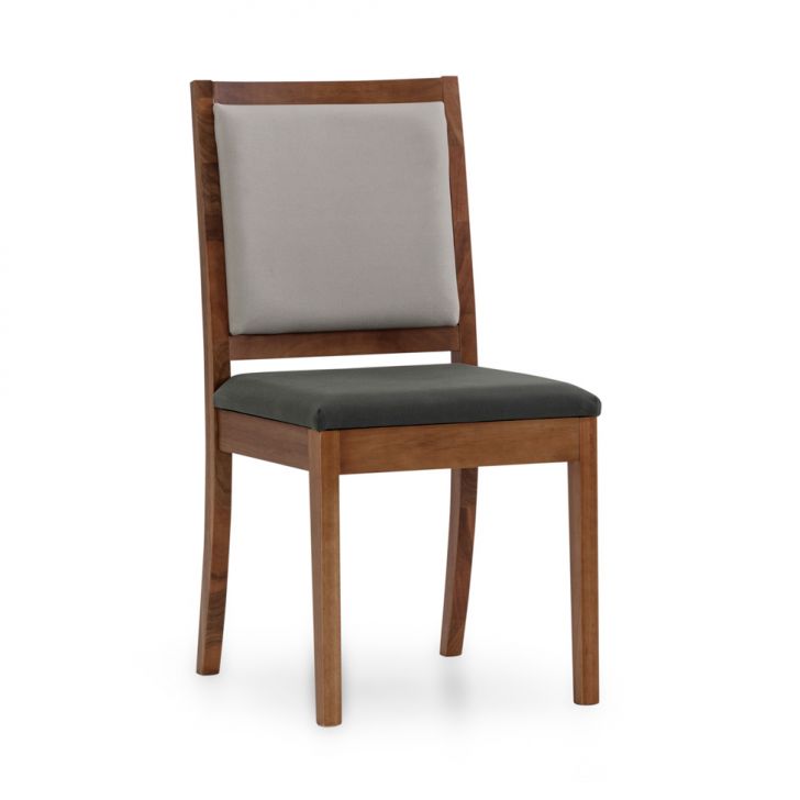 Cadeira Addison Poliéster Chumbo e Bege