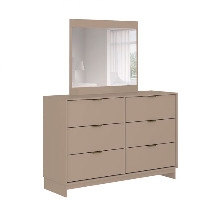 Cômoda com Espelho Talin 6 Gavetas Avelã
