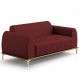 Sofá 3 Lugares Para Sala De Estar Molino 210 Cm D02 Pés D'ouro Veludo Marsala C-278 - Lyam Decor