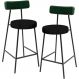 Kit 02 Banquetas Baixa Bar Cozinha E Sala De Jantar Milão L02 Facto Verde Linho Chumbo - Lyam Decor