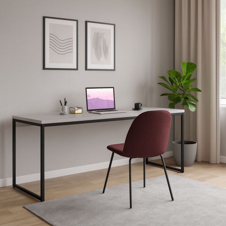 Escrivaninha Nanda Branca e Preta 180 cm