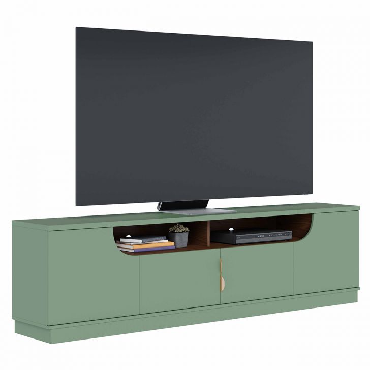 Rack Bancada Para TV 75 Pol 200cm Brescia Hortelã/Amêndoa C05 - Mpozenato