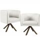 Kit 02 Poltronas Decorativas Giratória Base Giromad Betina D02 Linho Creme A-48 - Lyam Decor